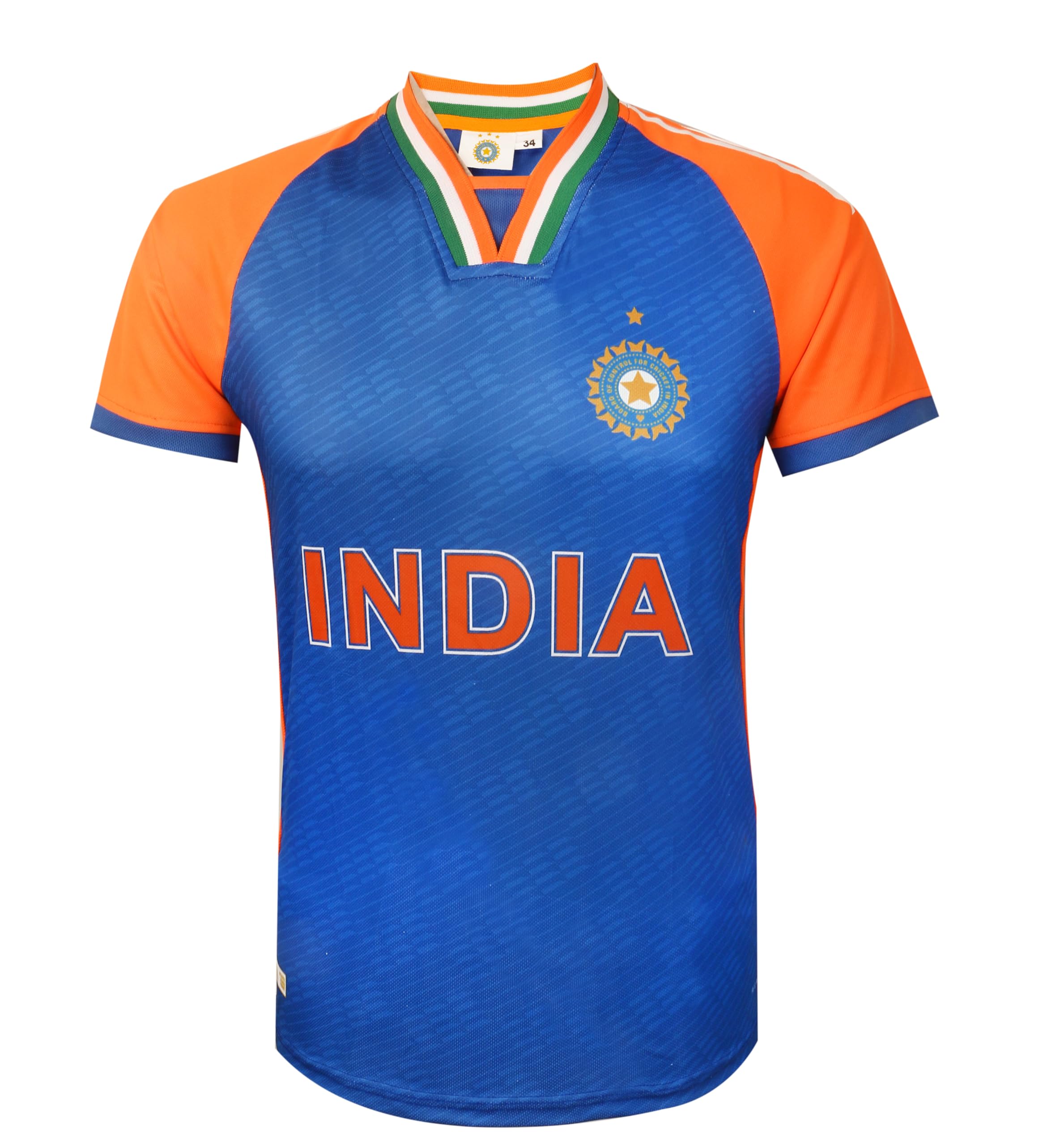 KNK Cricket India Jersey T20 WC 2024 Fan Supporter T-Shirt Cricket Team Uniform Kids to Adult (US Numeric 34 Regular Regular Plain)